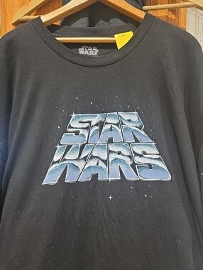 Star Wars Black Long Sleeve Tee with Blue Gradient Logo